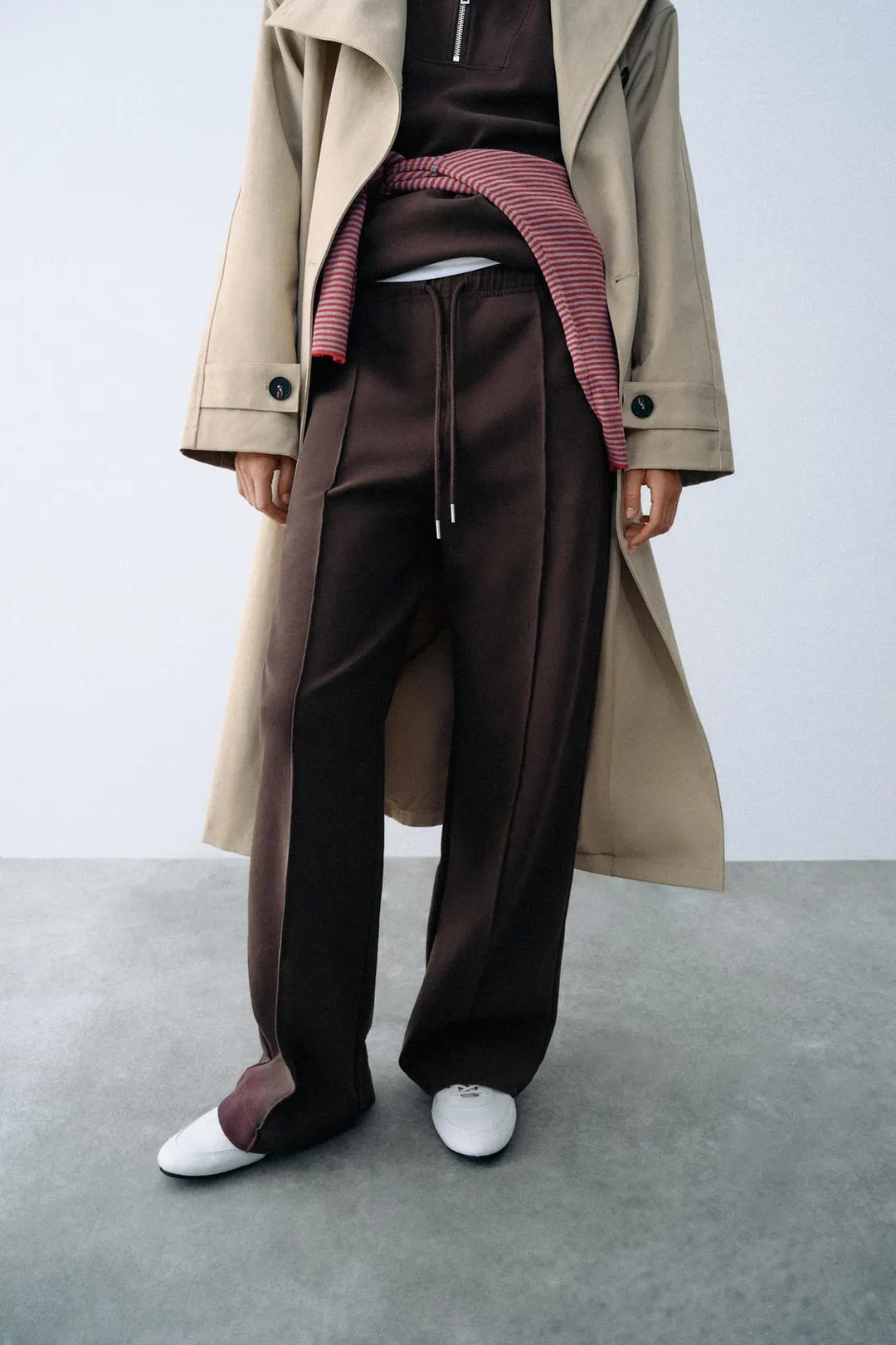 Брюки из интерлока с декоративными швами, Zara
