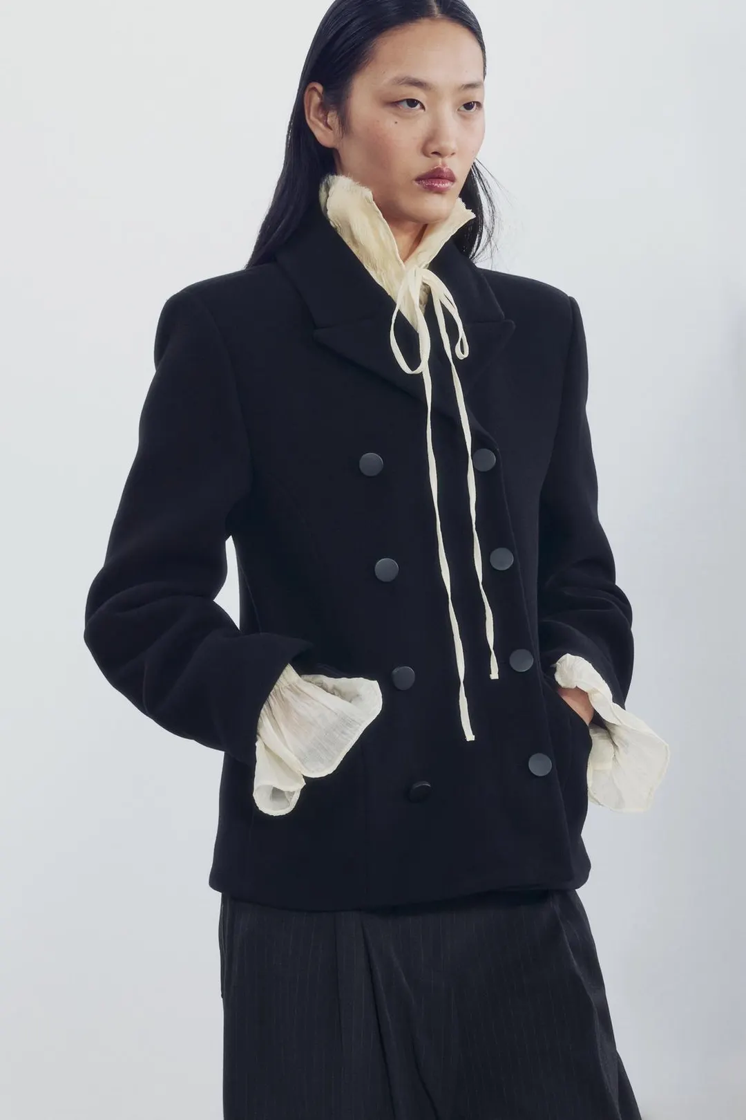 Короткое пальто из смесовой шерсти ZW Collection, Zara