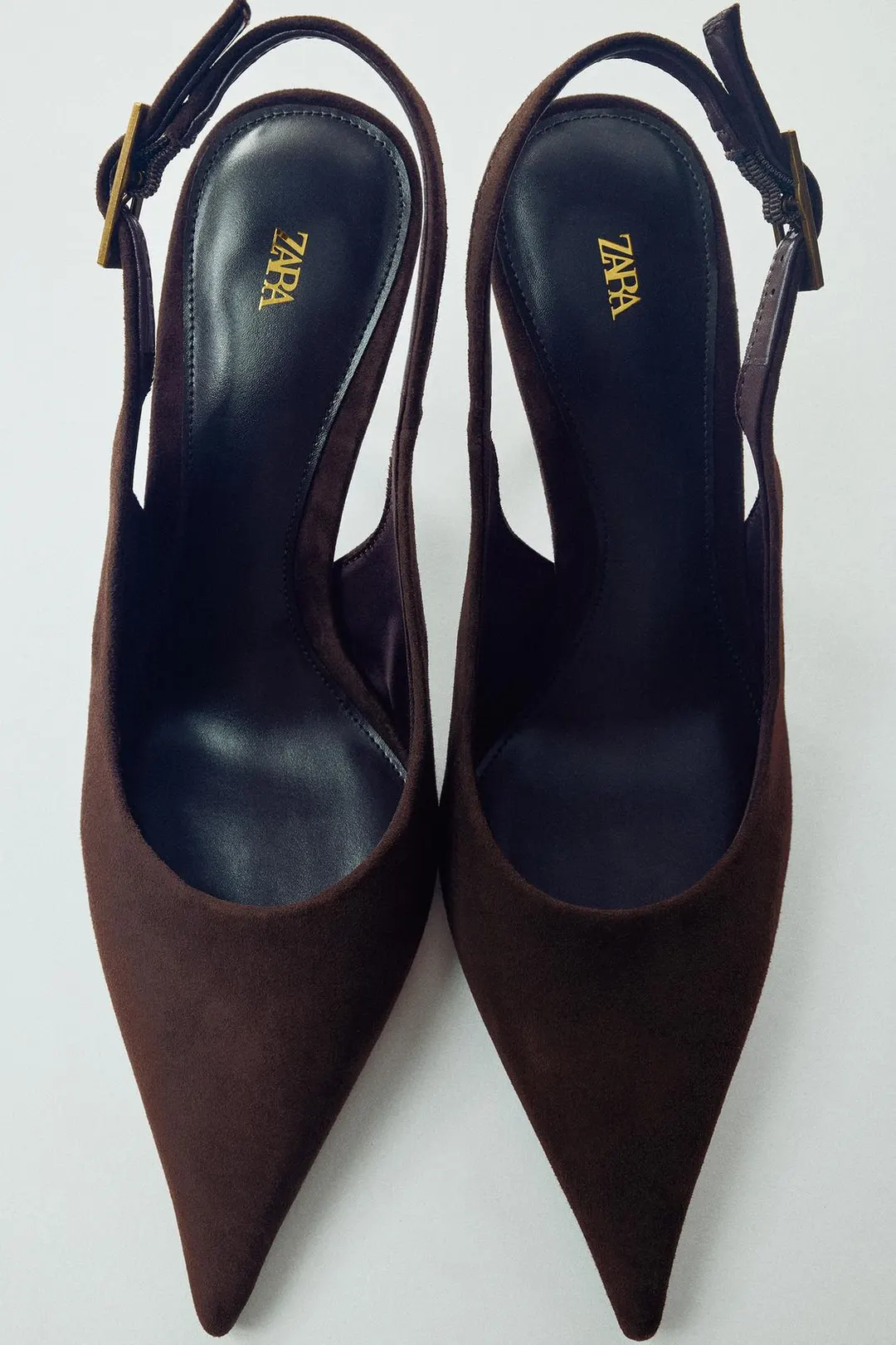 Туфли из замши на каблуке с пряжкой, Zara