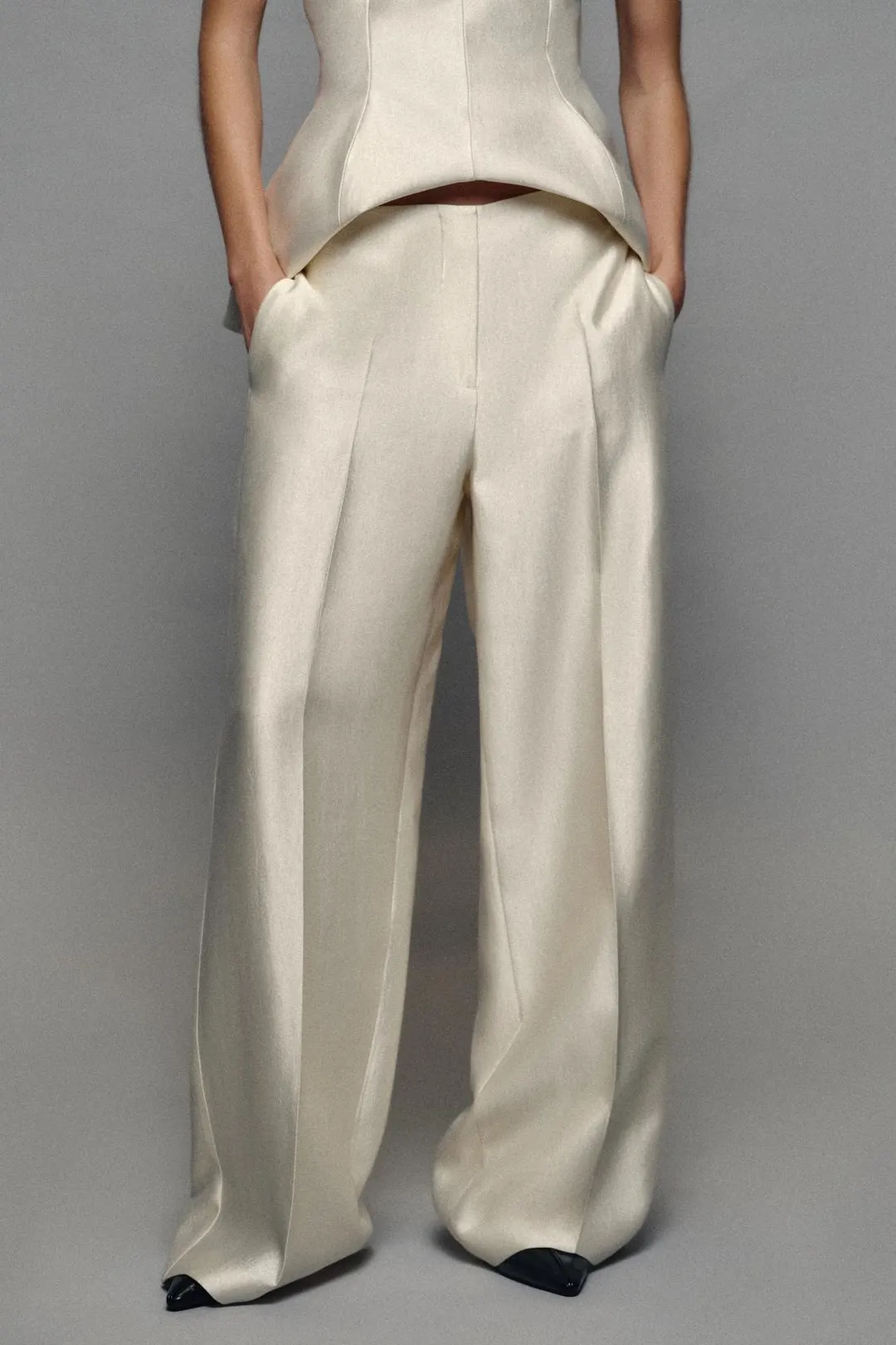 Атласные брюки прямого кроя, Zara