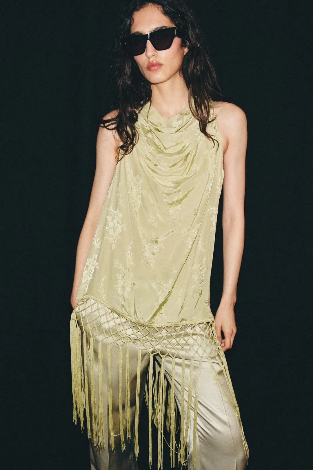 Жаккардовый топ с бахромой ZW Collection, Zara