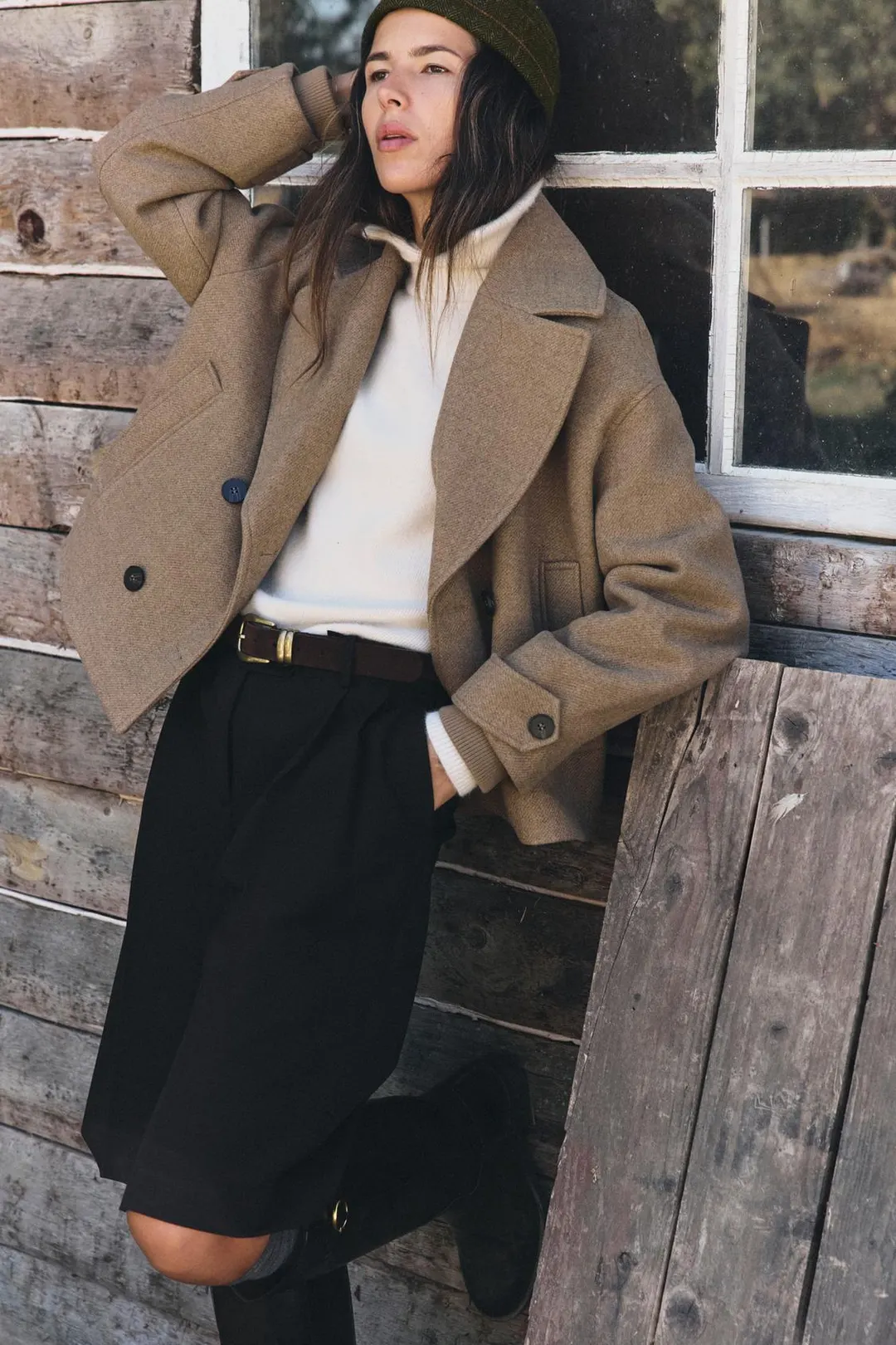 Пальто короткое мягкое двубортное, Zara