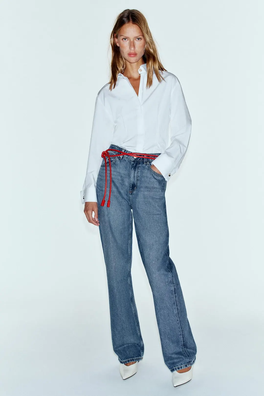Рубашка с вытачками и манжетами с отворотами, Zara