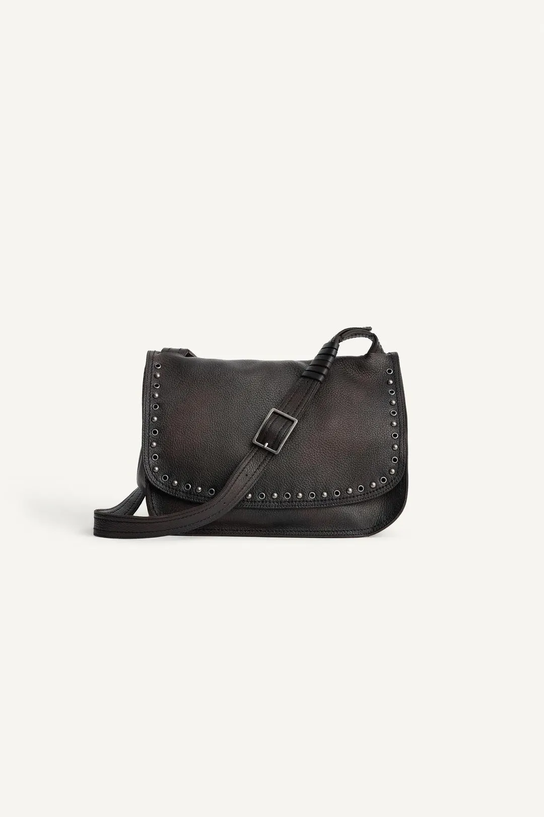 Сумка через плечо из кожи с заклепками, Zara