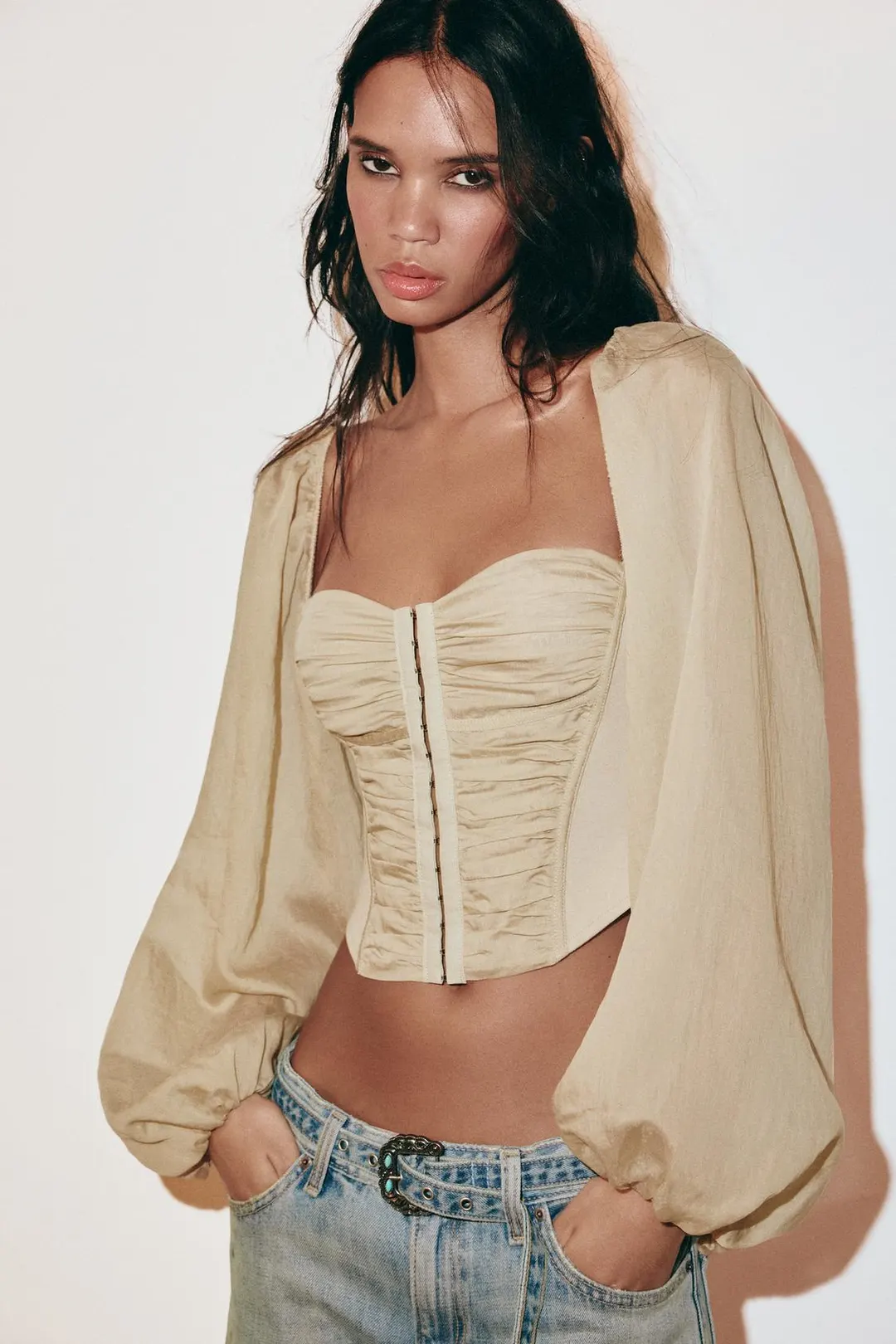 Комбинированный топ в корсетном стиле, Zara