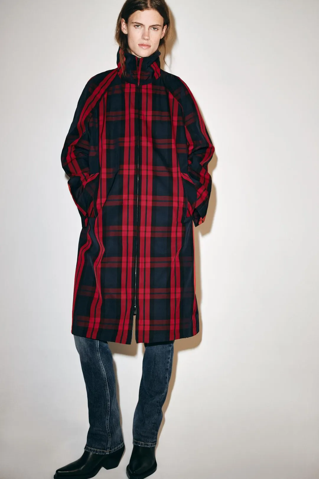 Тренч миди в клетку ZW Collection, Zara