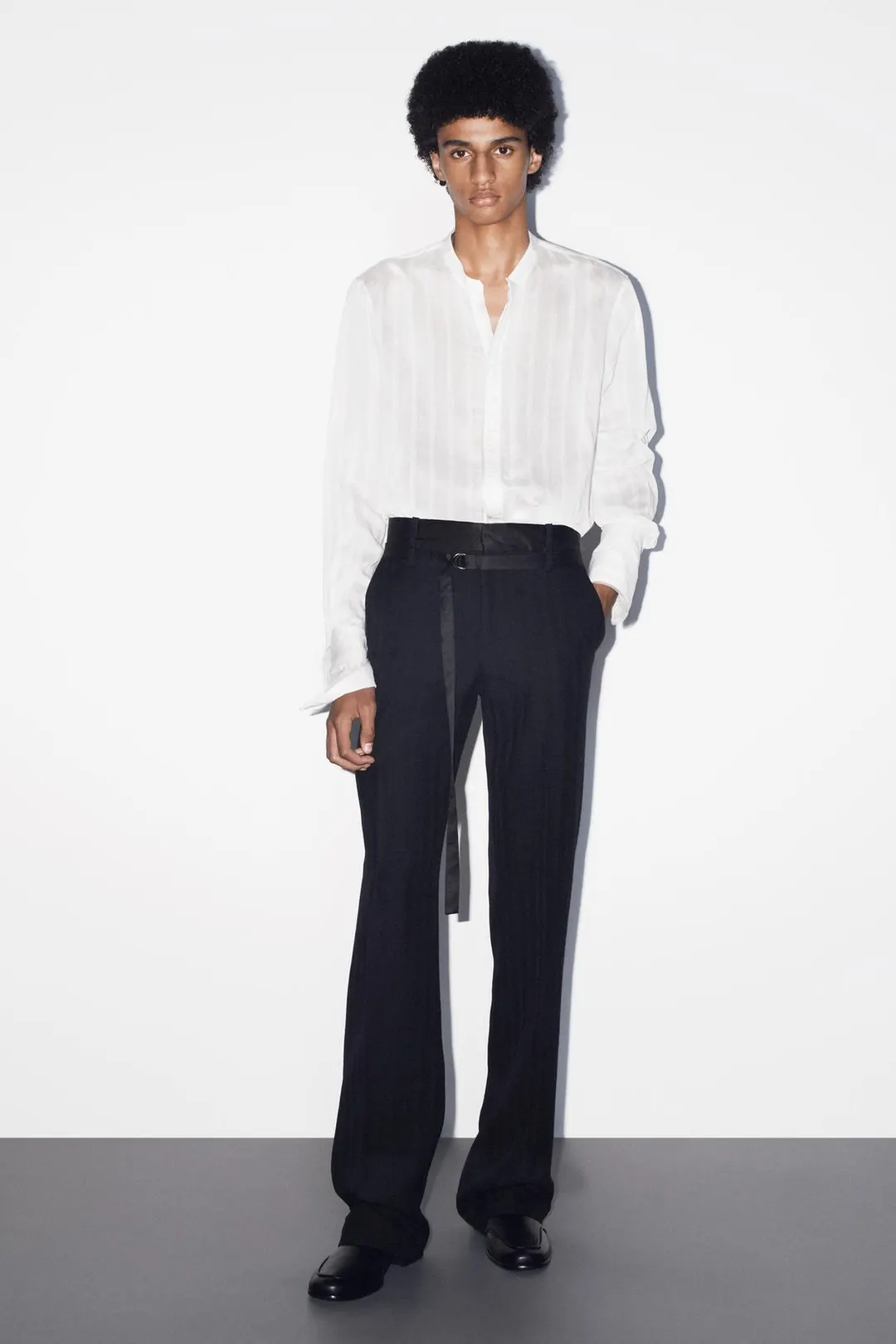 Брюки прямого кроя в контрастную елочку, Zara