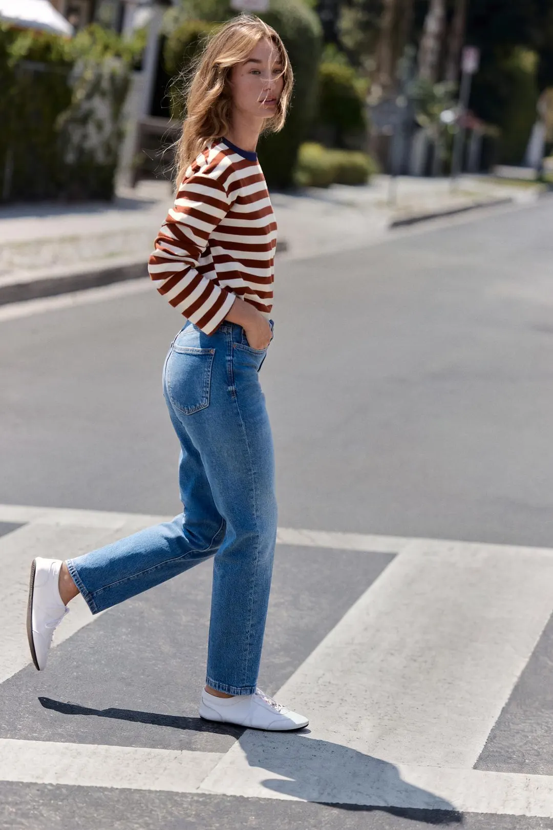 Джинсы мом Z1975 с высокой посадкой и стрелками, Zara