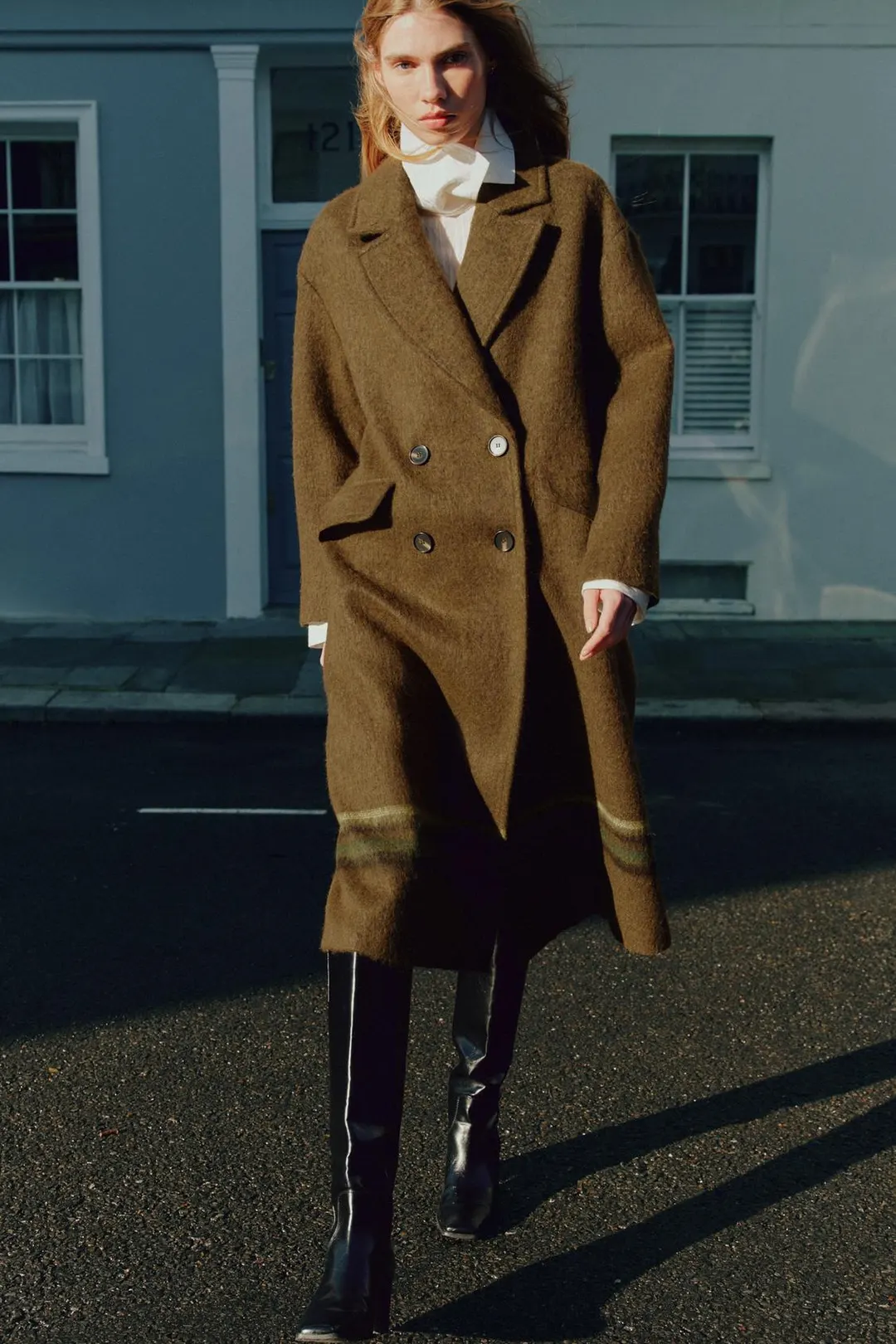 Длинное пальто в полоску, Zara