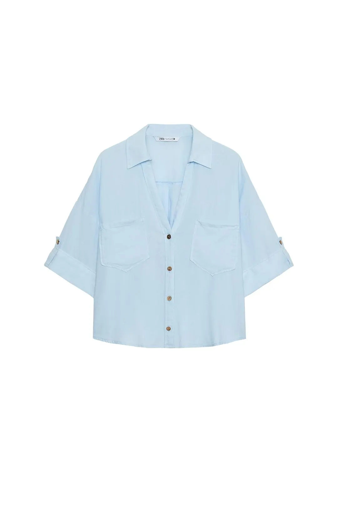 Укороченная рубашка из смесового льна, Zara