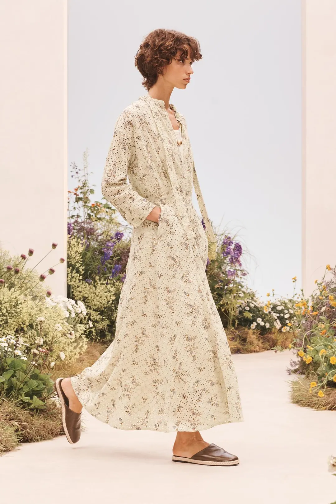 Платье с цветочной вышивкой шифли, Zara
