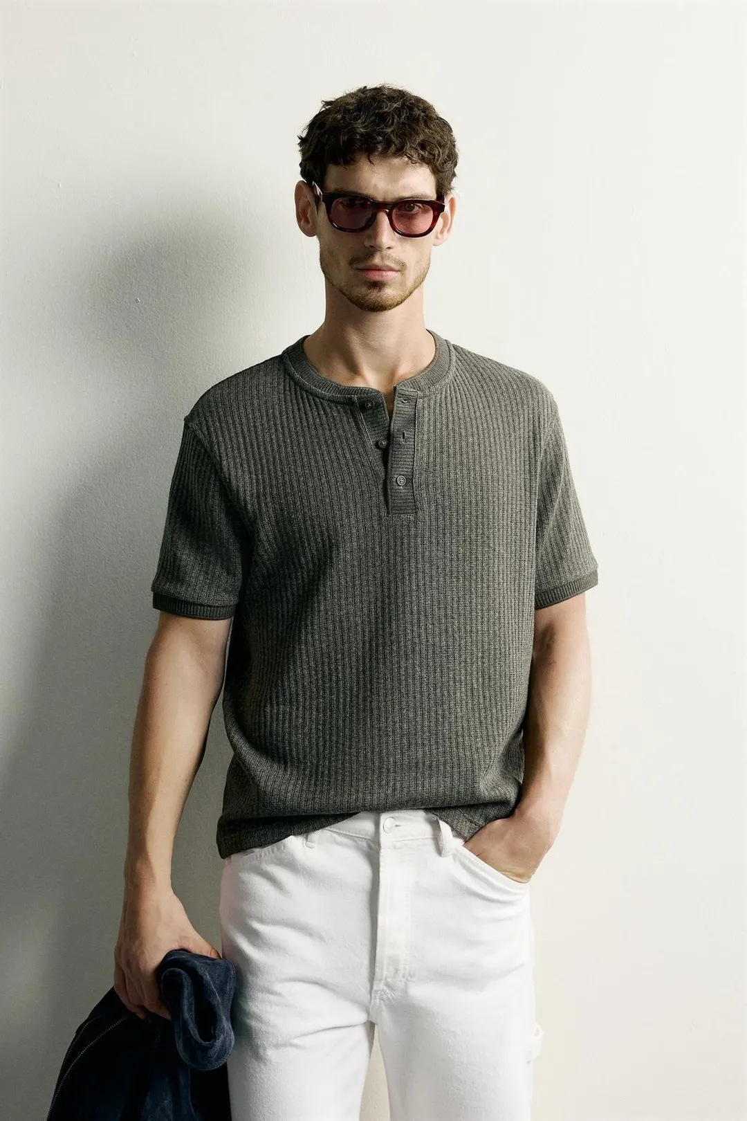 Футболка хенли в рубчик, Zara