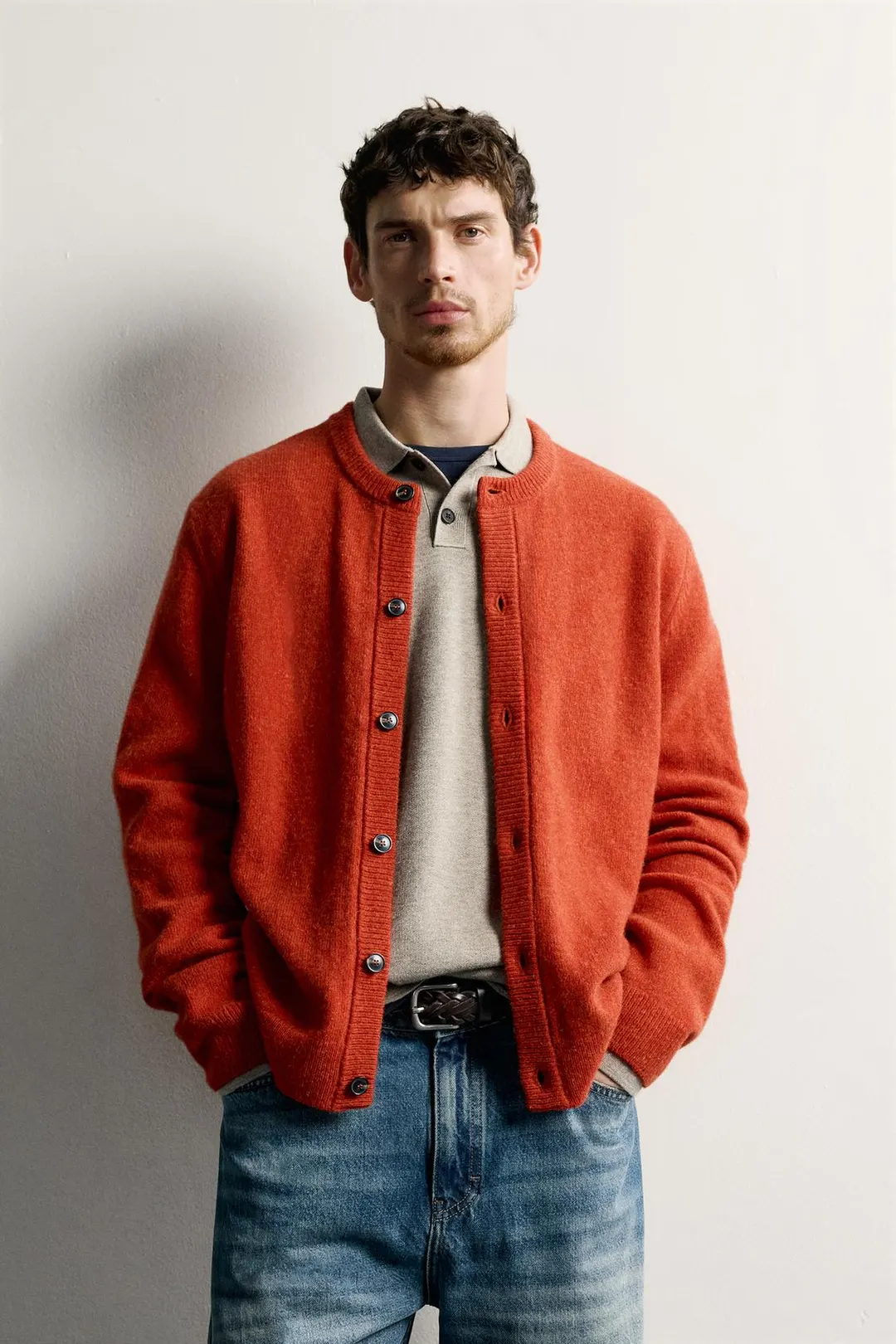 Кардиган стандартного кроя из смесовой шерсти, Zara