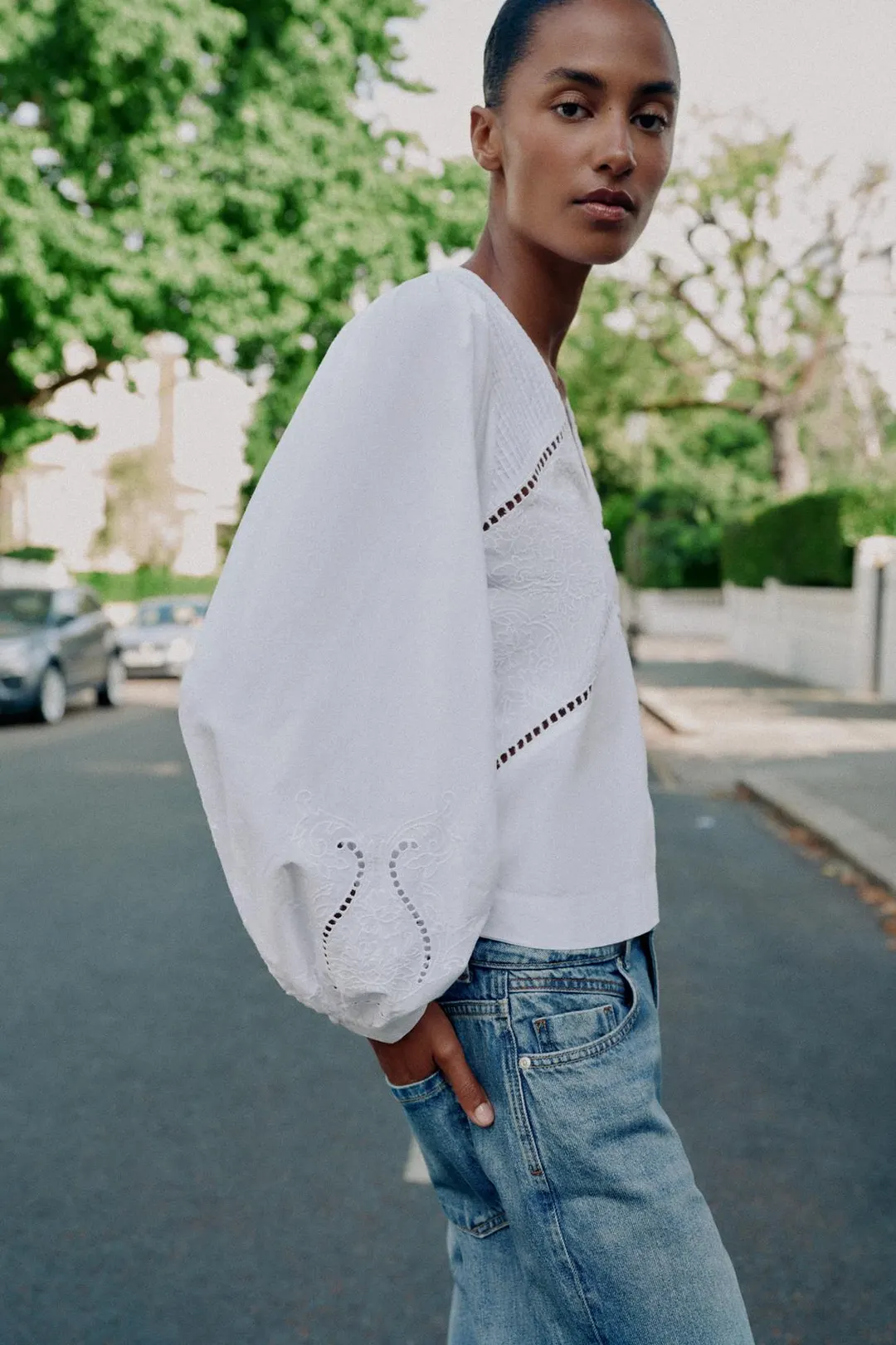 Блузка из поплина с вышивкой, Zara