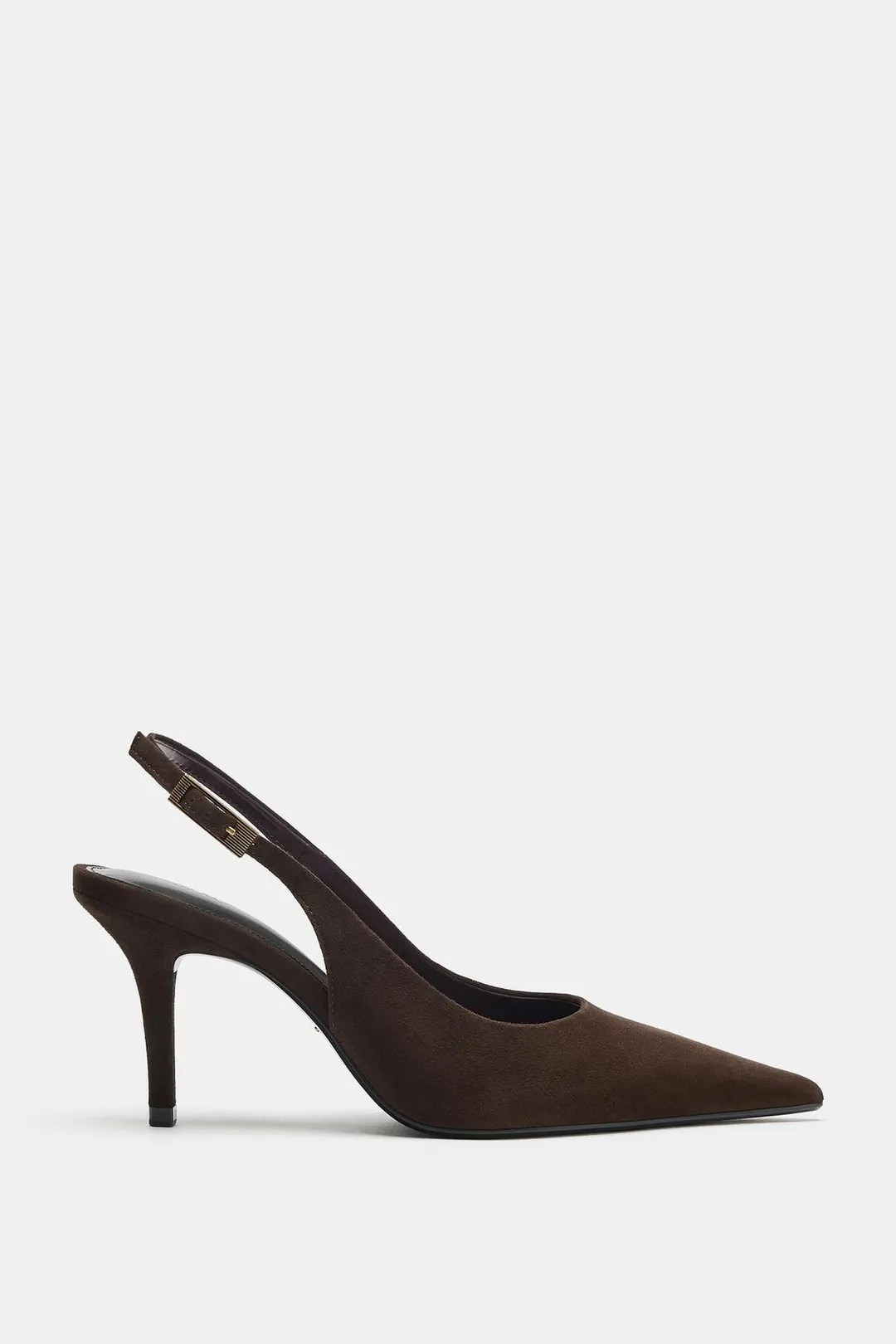 Туфли из замши на каблуке с пряжкой, Zara
