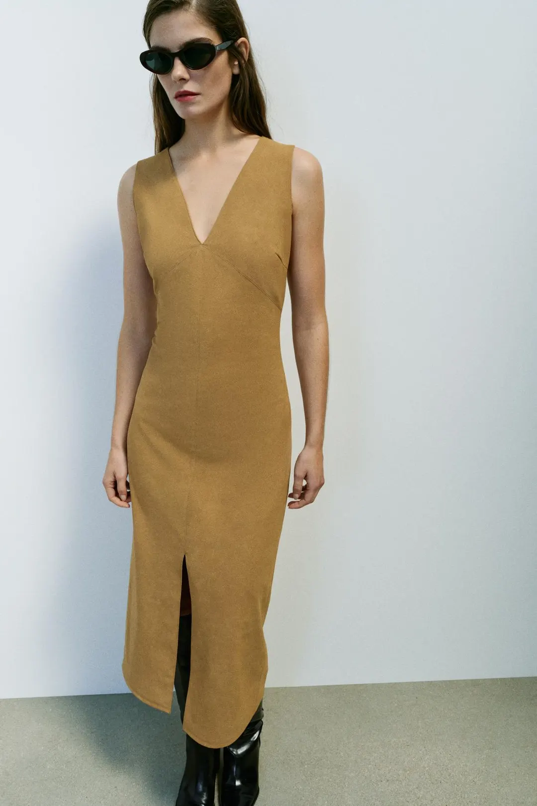 Платье миди из искусственной замши, Zara