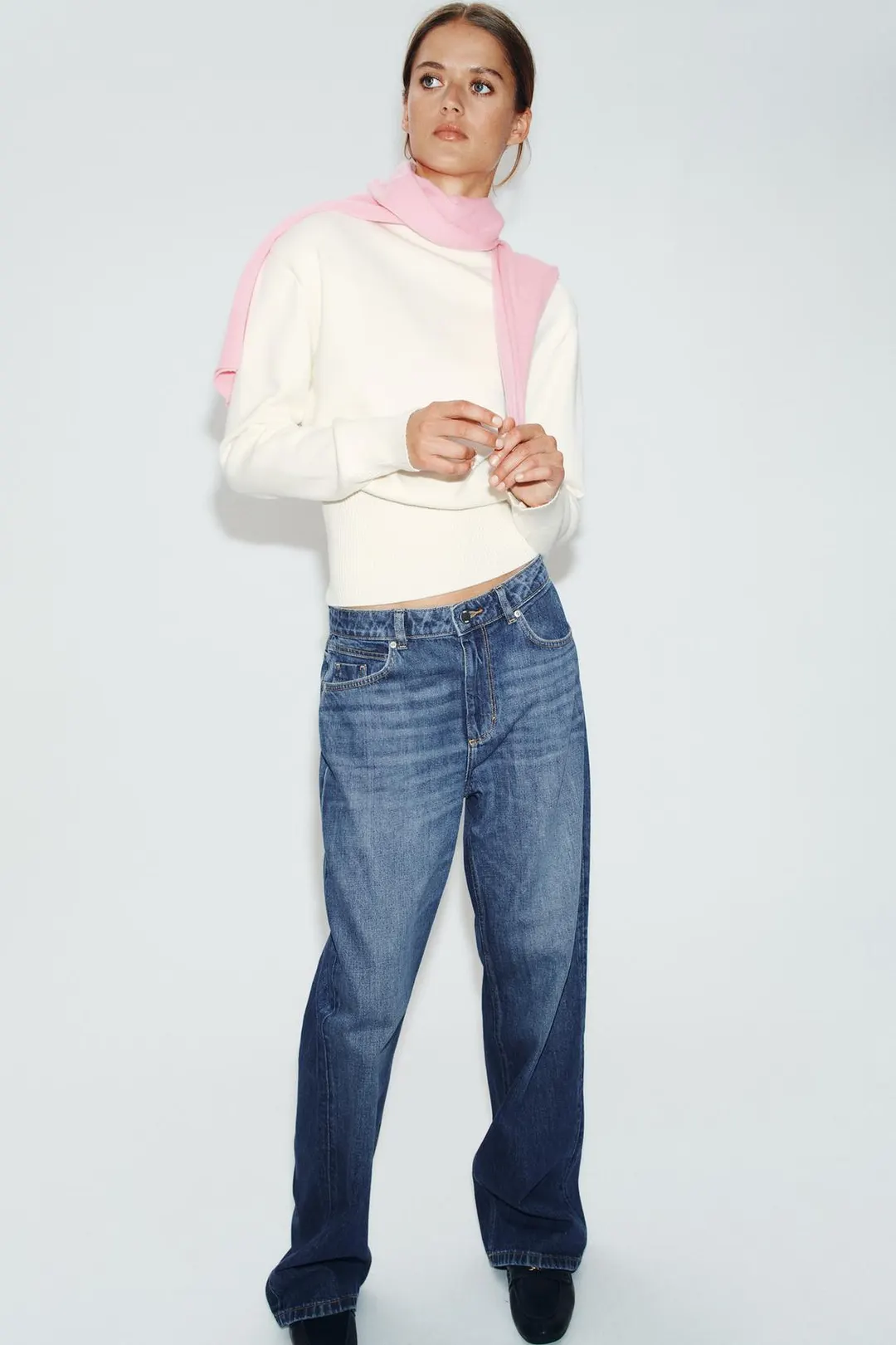 Вязаный свитер с подплечниками, Zara