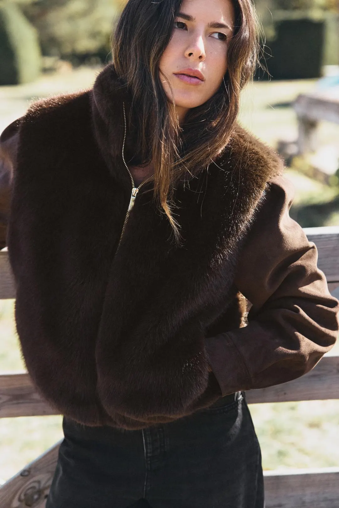 Куртка с контрастным искусственным мехом, Zara
