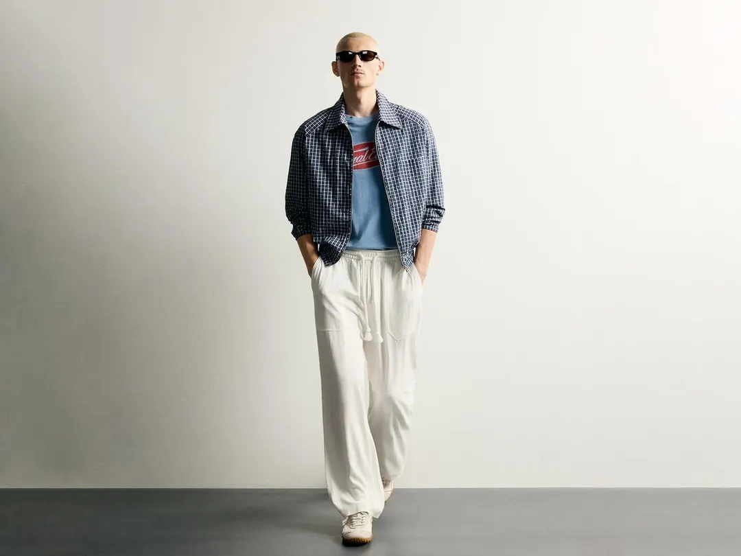 Брюки свободного кроя из вискозы и льна, Zara