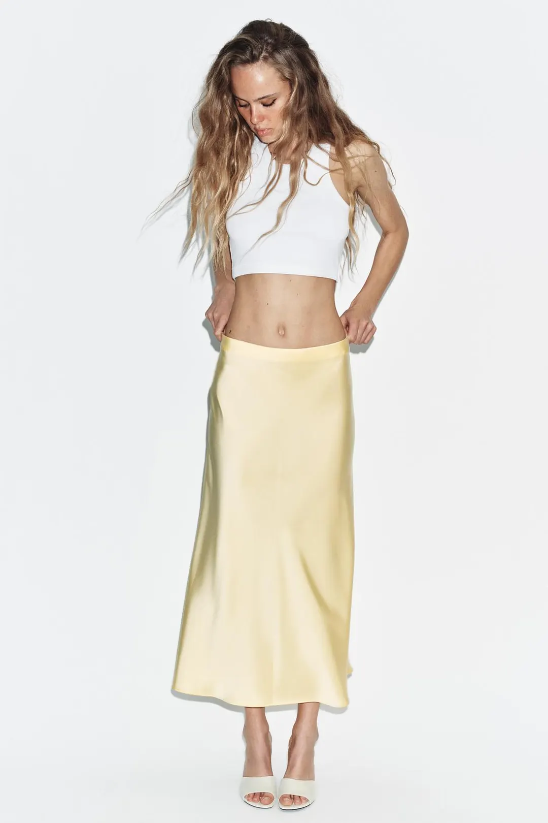 Юбка миди из сатина, Zara