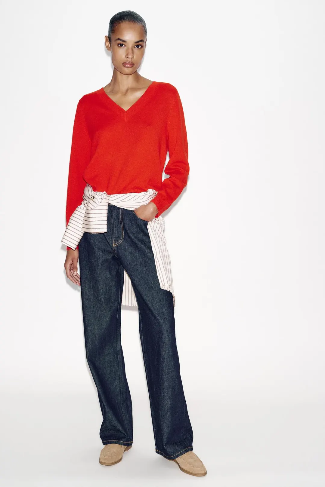 Лоферы без каблука из замшевого спилка, Zara