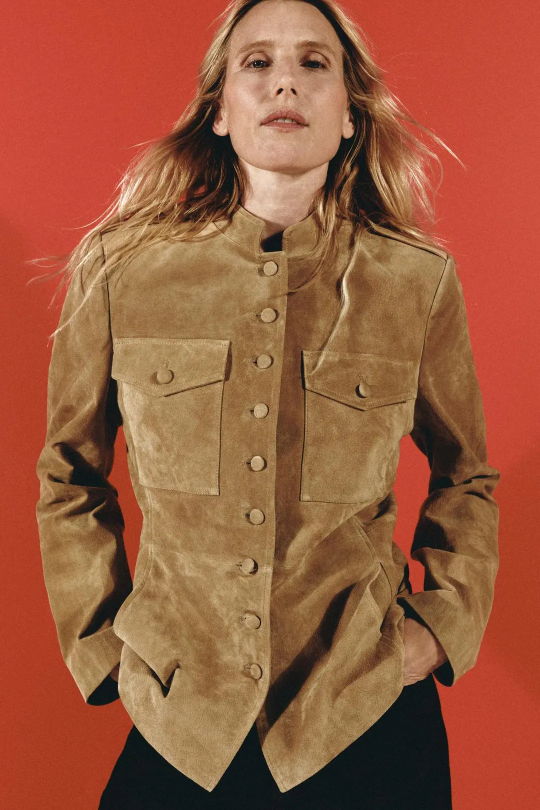 Куртка из 100% кожи с обтяжными пуговицами, Zara