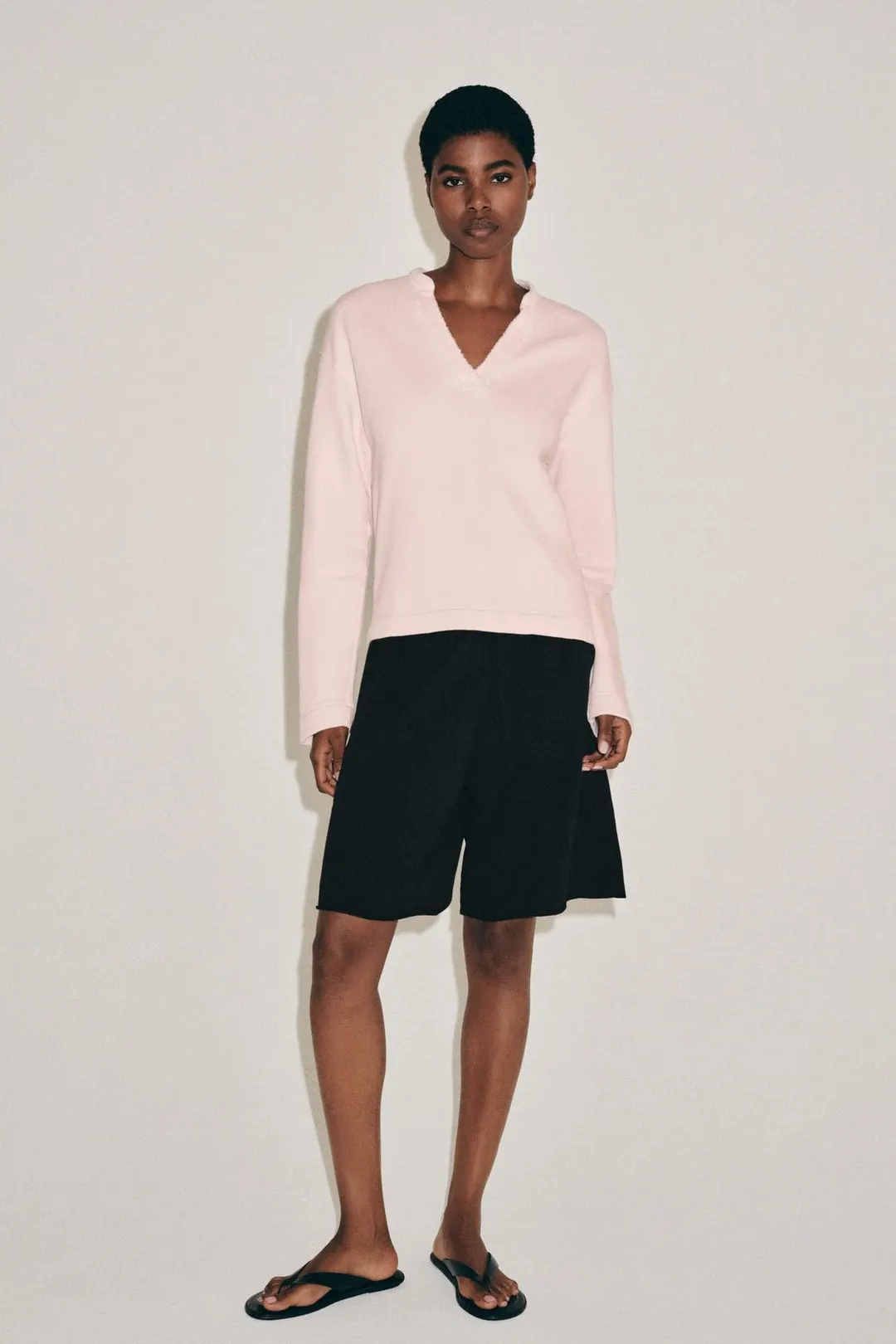 Свитшот из хлопка с V-образным вырезом, Zara
