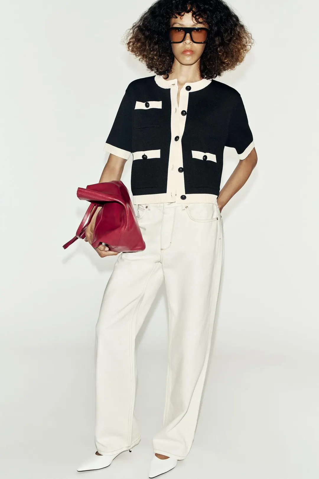 Кардиган с короткими рукавами и карманами, Zara