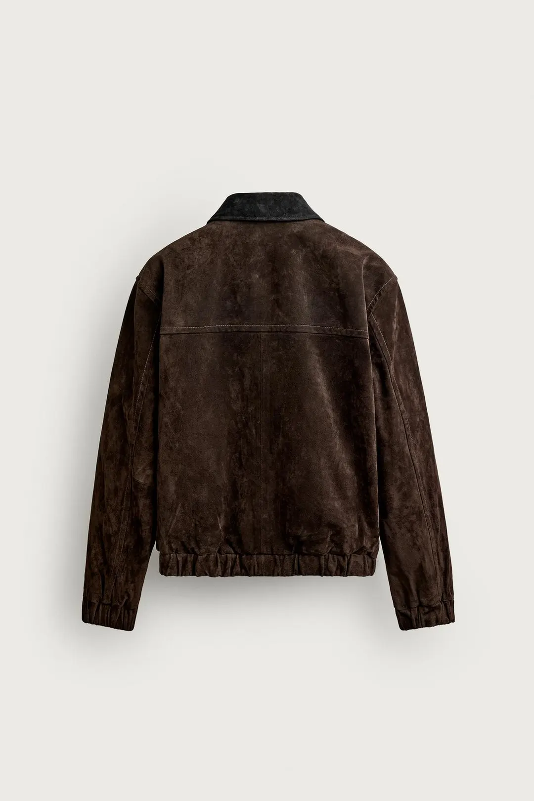 Замшевая куртка с контрастным кожаным воротником, Zara