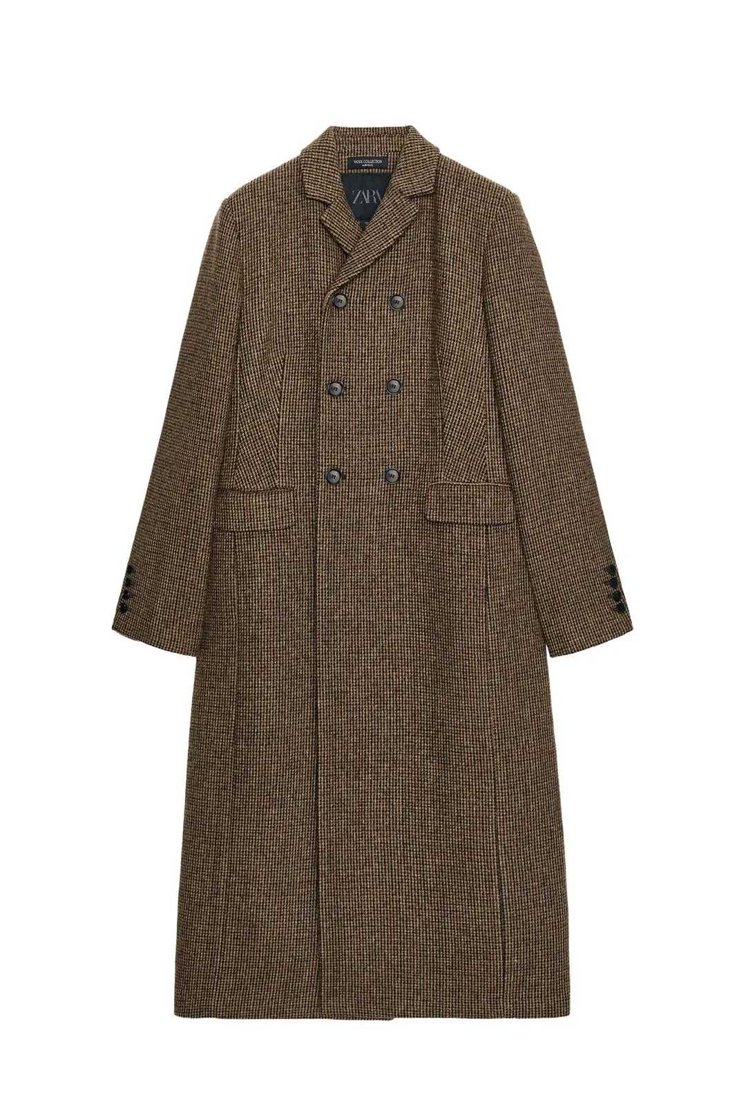 Пальто в клетку из 100% шерсти ZW Collection, Zara