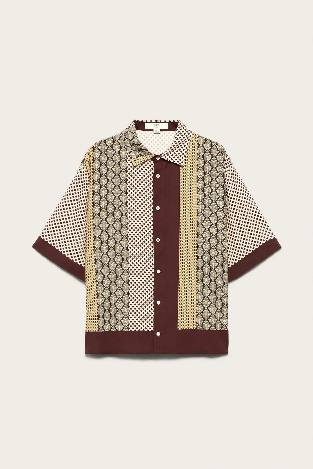 Рубашка струящаяся с комбинированным принтом Limited Edition, Zara