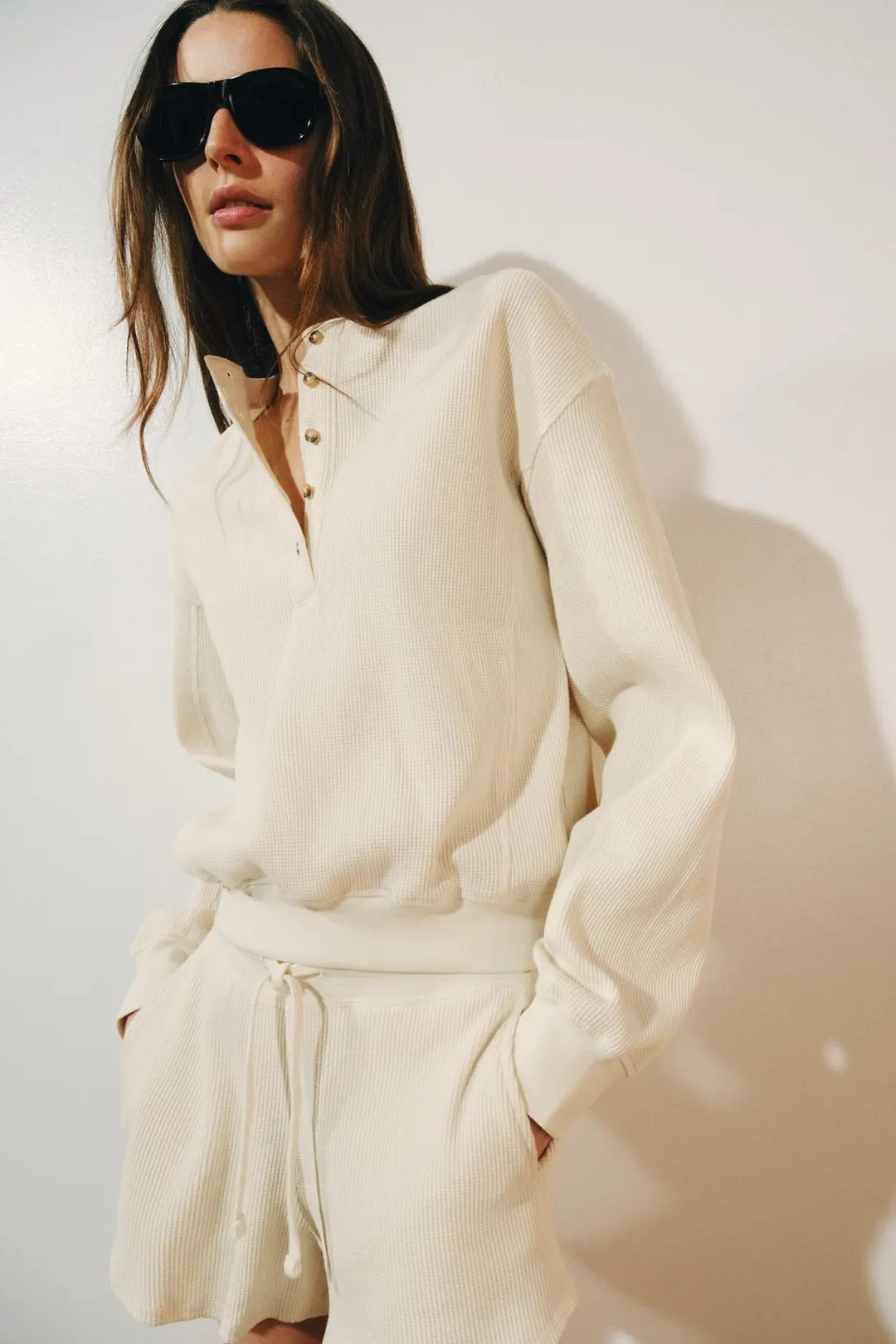 Свитер вафельной вязки из хлопка, Zara