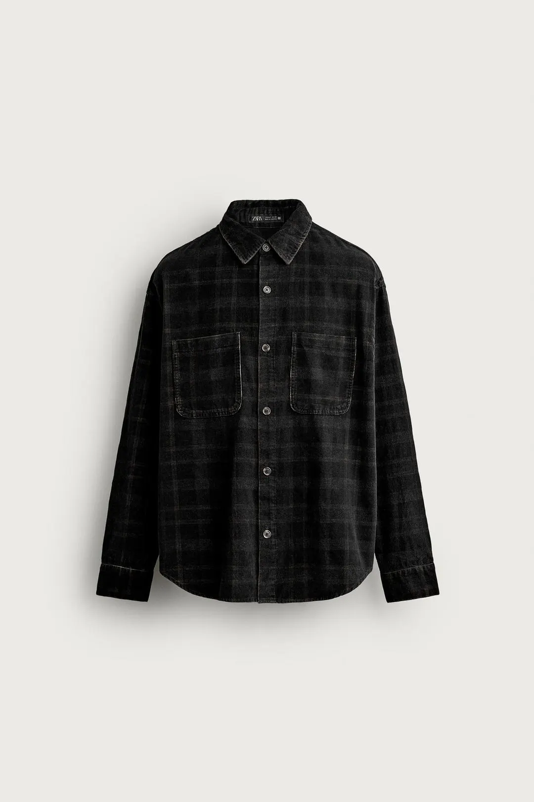 Рубашка в клетку из вельвета с эффектом стирки, Zara