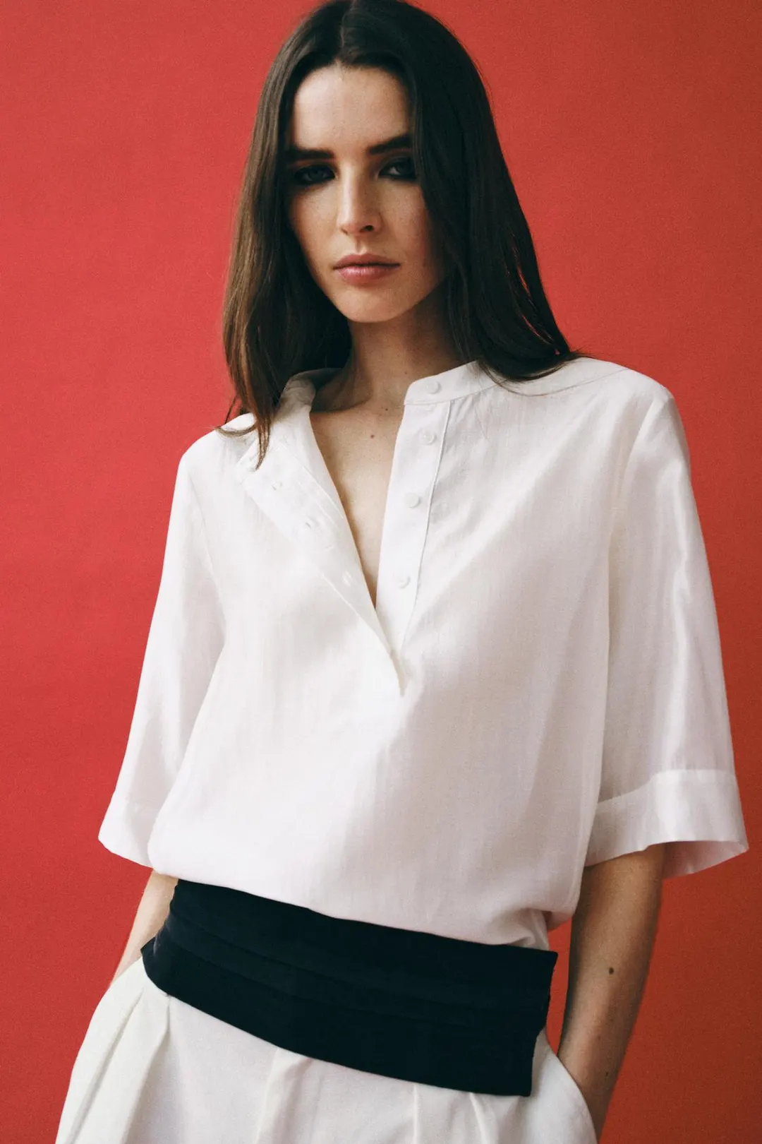 Струящаяся блузка ZW Collection с короткими рукавами, Zara