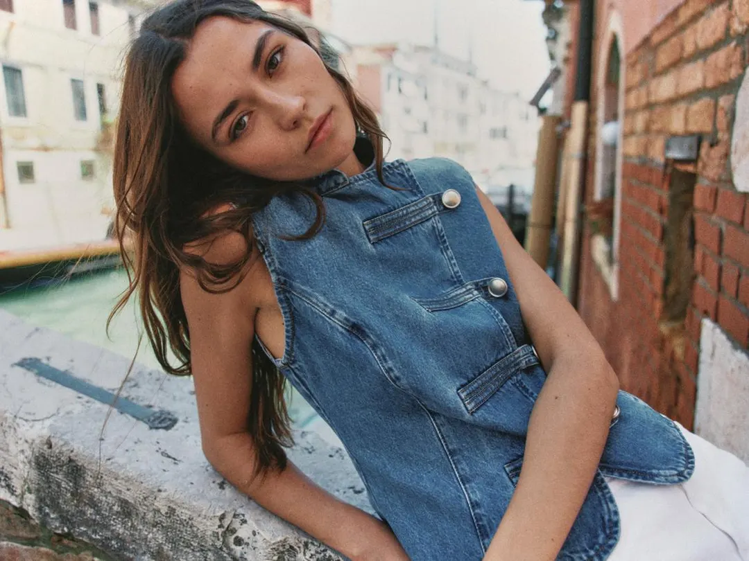 Джинсовый топ с застежкой на навесные петли Z1975, Zara