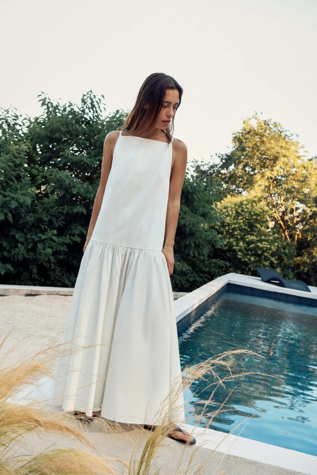 Платье с плиссировкой ZW Collection, Zara