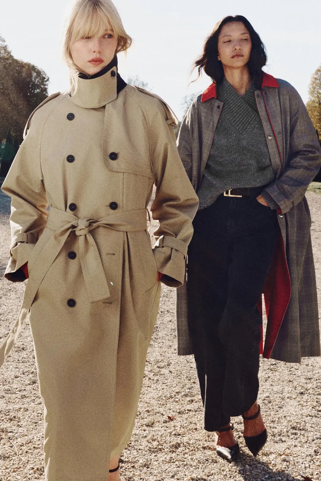 Тренч длинный двубортный ZW Collection, Zara