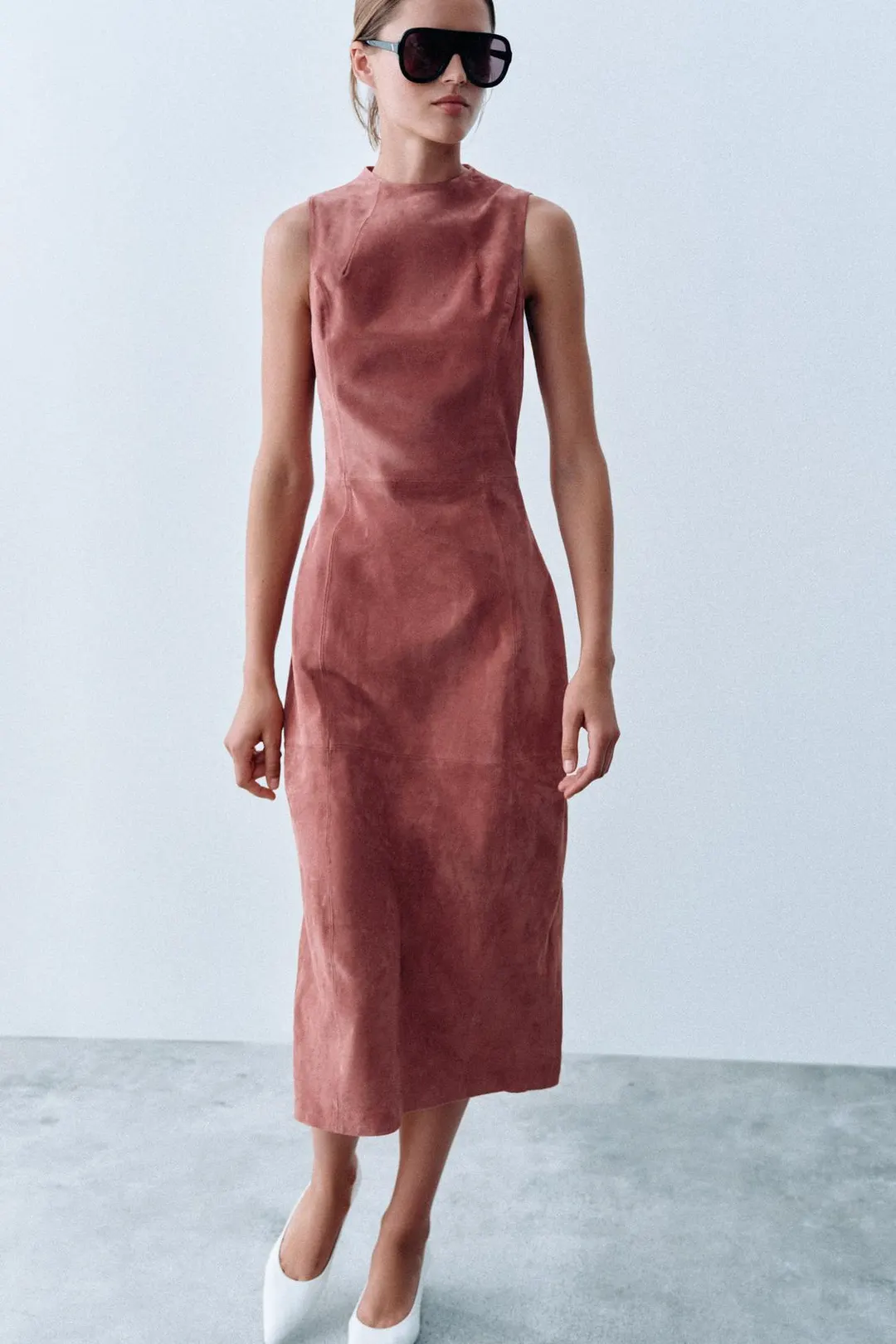 Платье миди из 100% кожи, Zara