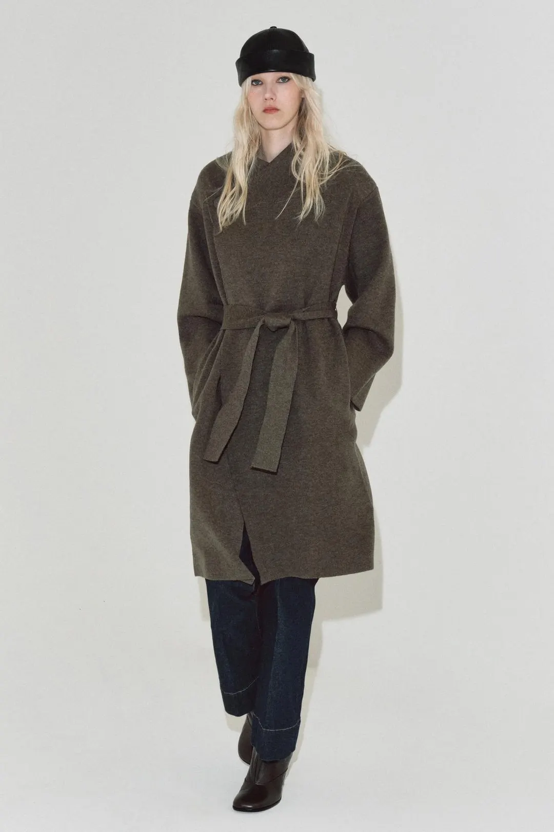 Вязаное пальто с поясом, Zara