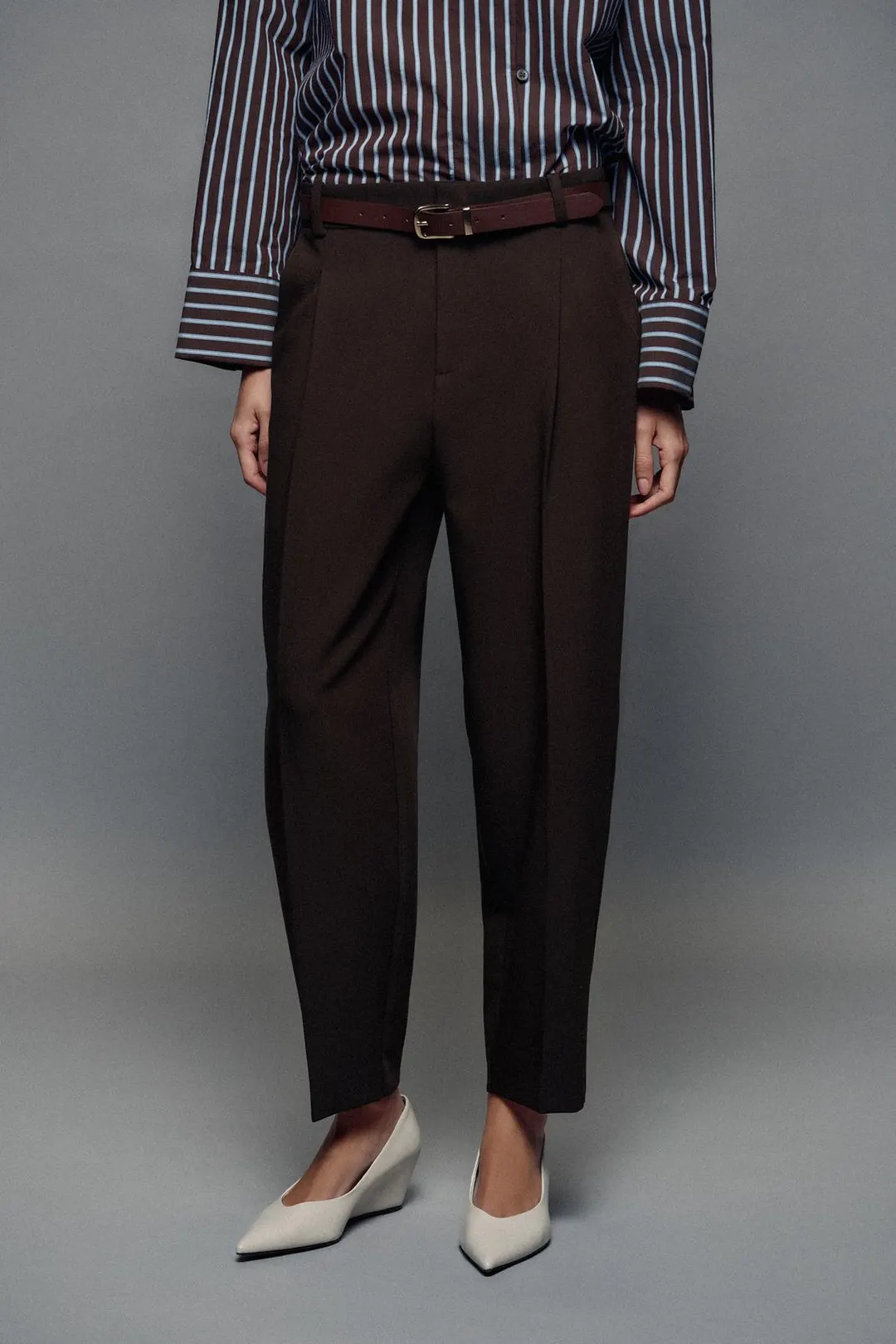 Укороченные брюки с поясом, Zara