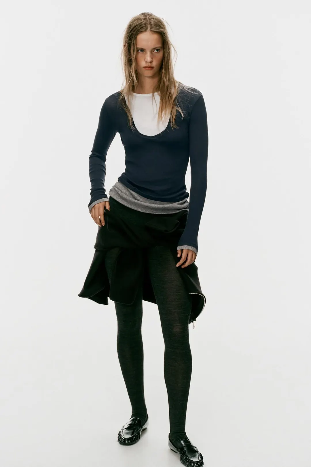 Футболка с тройным воротником-стойкой, Zara