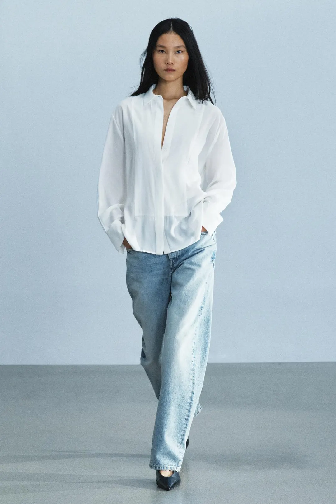 Однотонная рубашка-манишка ZW Collection, Zara