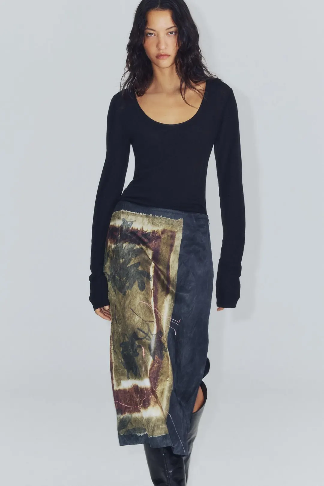 Юбка миди с принтом ZW Collection, Zara