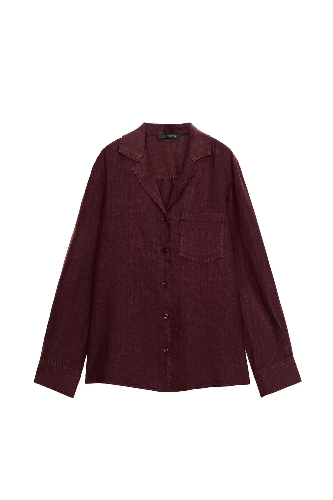 Рубашка из 100% льна с карманом ZW Collection, Zara