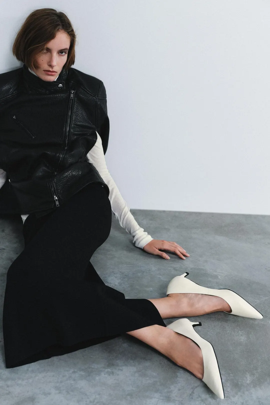 Кожаные туфли на каблуке kitten heel Limited Edition, Zara