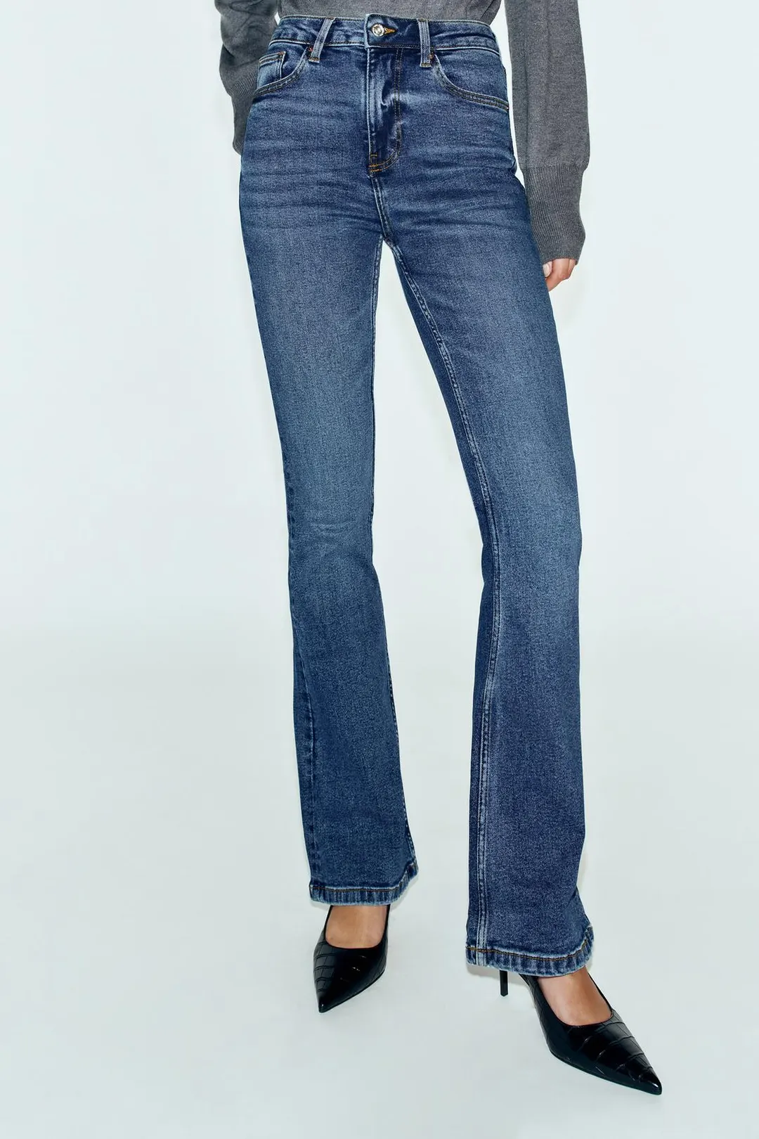 Джинсы клеш с высокой посадкой Z1975, Zara