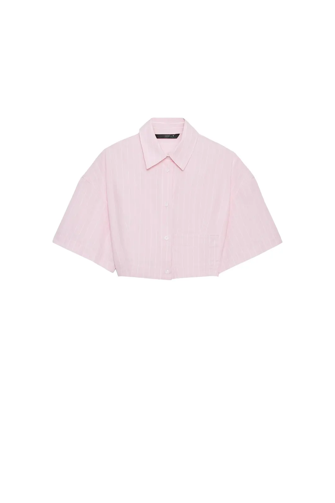 Укороченная рубашка из поплина в полоску, Zara