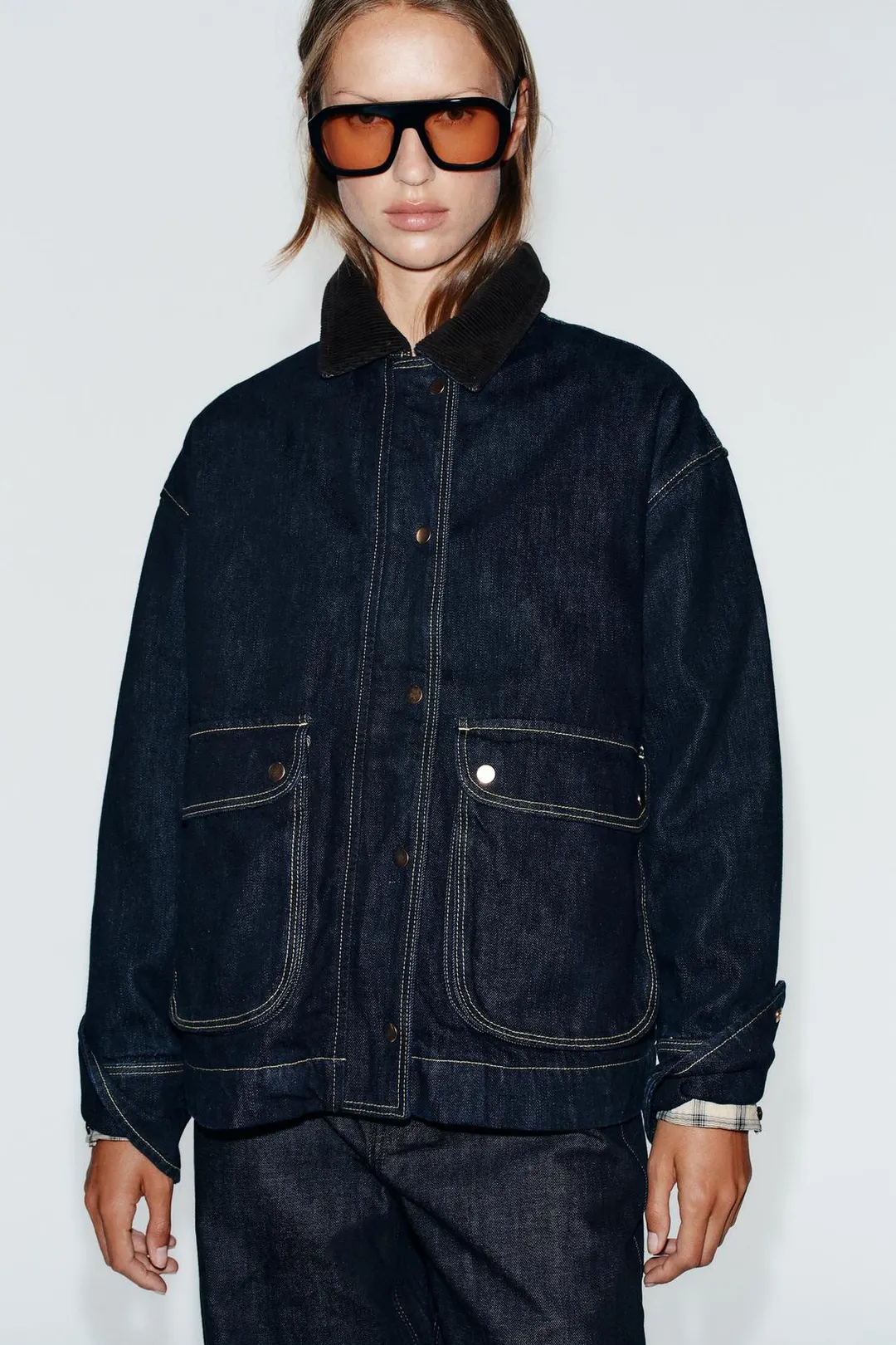 Куртка джинсовая с вельветовым воротником Z1975, Zara