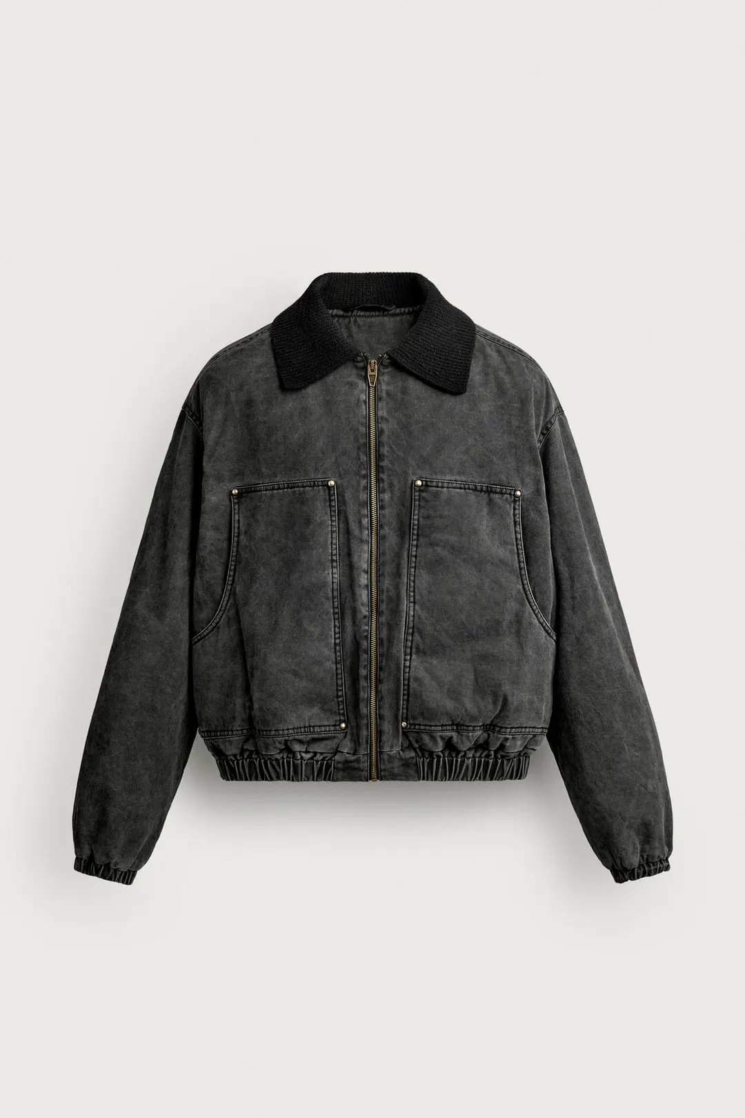 Укороченная куртка с трикотажным воротником, Zara