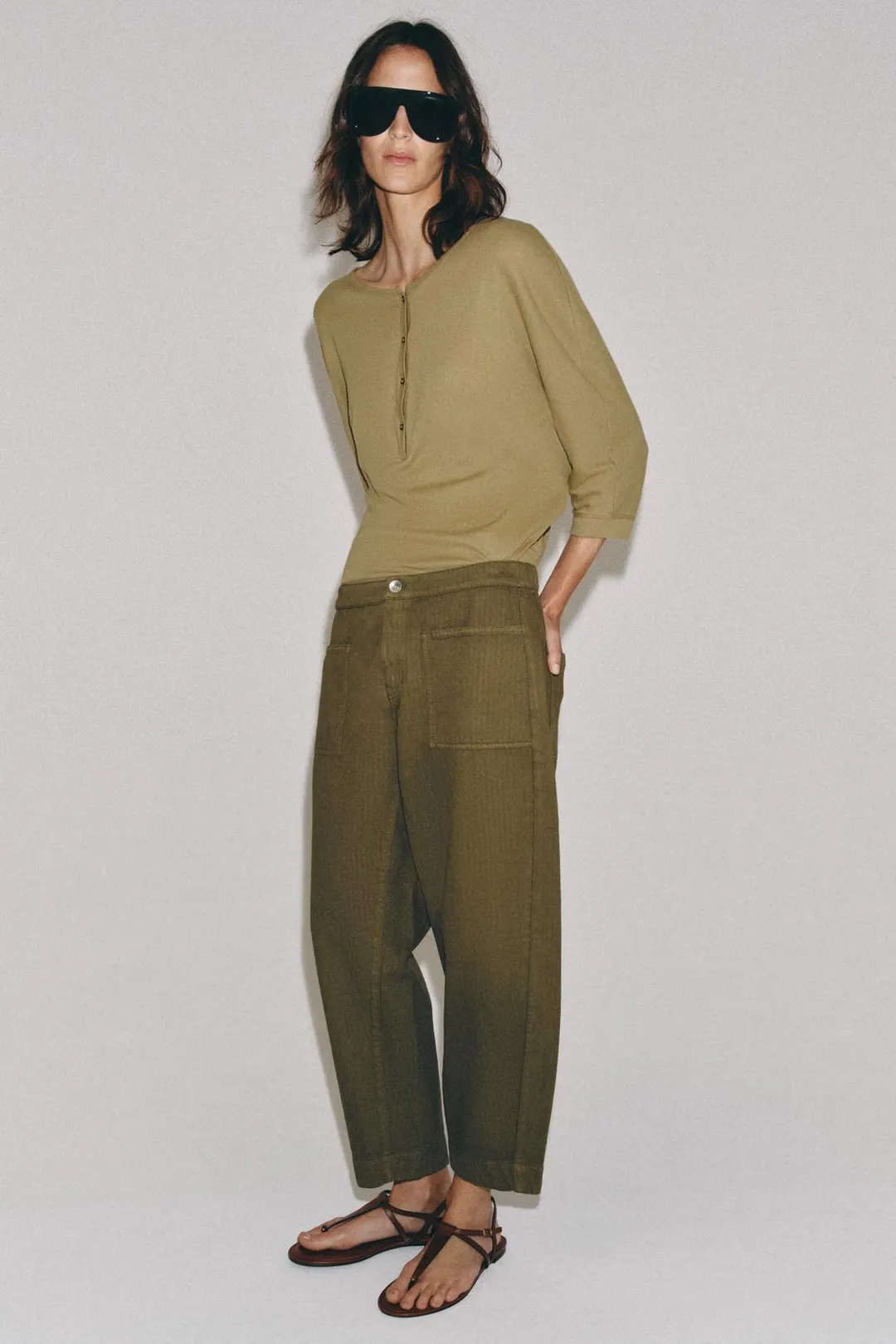 Брюки ZW Collection фасона barrel, Zara